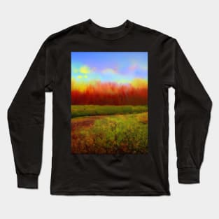 Artificial Intelligence Green Nature Art- Nature Sun Colored Art - AI Watercolor Long Sleeve T-Shirt